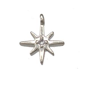 Copper Northstar Pendant Pave Zircon Platinum Plated, approx 8-9mm [FN40635]