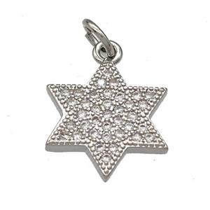 Copper Star Pendant Micropave Zirconia Platinum Plated, approx 14mm [FN40644]
