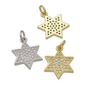 Copper Star Pendant Micropave Zirconia Mixed, approx 14mm [FN40646]