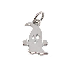 Halloween Ghost Charms Copper Pendant Platinum Plated, approx 9-12mm [FN40647]