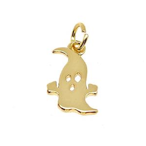 Halloween Ghost Charms Copper Pendant Gold Plated, approx 9-12mm [FN40648]