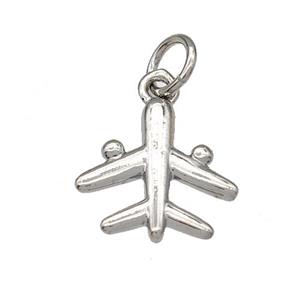 Copper Airplane Charms Pendant Platinum Plated, approx 11mm [FN40650]