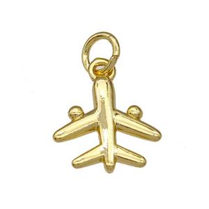 Copper Airplane Charms Pendant Gold Plated, approx 11mm [FN40651]