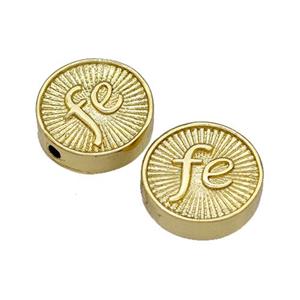 Copper Coin Beads Fe Gold Plated, approx 13mm [FN40662]