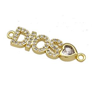 Copper DIOS Heart Connector Pave Zircon Gold Plated, approx 7-21mm [FN40665]