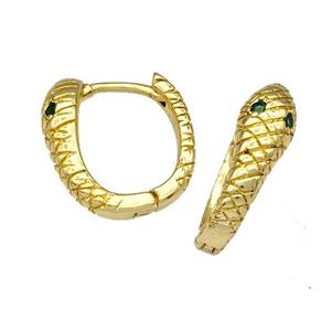 Copper Latchback Earrings Snake Pave Zircon Gold plated, approx 14-15mm [FN40672]