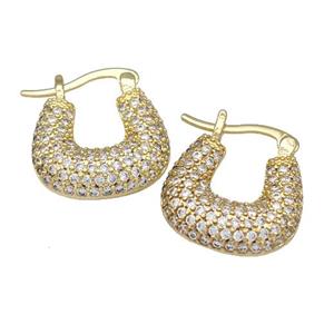 Copper Latchback Earrings Pave Zirconia Gold Plated, approx 18-21mm [FN40678]