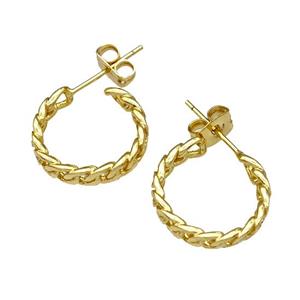 Copper Stud Earrings Gold Plated, approx 16mm [FN40683]