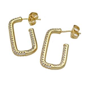 Copper Stud Earrings Pave Zirconia Gold Plated, approx 14-25mm [FN40688]