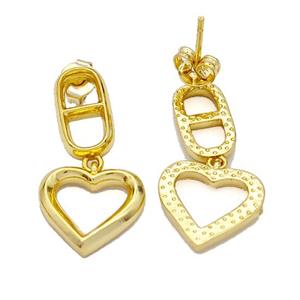 Copper Stud Earrings Gold Plated, approx 7-10mm, 12mm [FN40691]