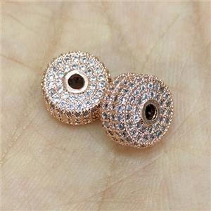 Copper Heishi Spacer Beads Micro Zirconia Rose Gold, approx 6x10mm [FN40699]