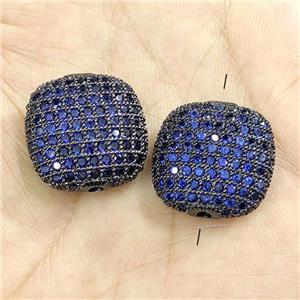 Copper Square Beads Micro Pave Blue Zirconia Black Plated, approx 20mm [FN40704]