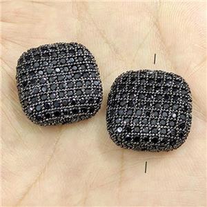 Copper Square Beads Micro Pave Zirconia Black Plated, approx 20mm [FN40705]