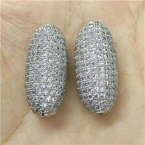 Copper Rice Beads Micro Pave Zirconia Platinum Plated, approx 12-25mm [FN40706]