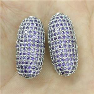 Copper Rice Beads Micro Pave Purple Zirconia Platinum Plated, approx 12-25mm [FN40707]