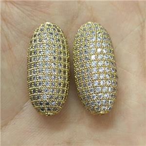 Copper Rice Beads Micro Pave Zirconia Gold Plated, approx 12-25mm [FN40708]