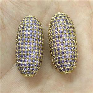 Copper Rice Beads Micro Pave Lt.purple Zirconia Gold Plated, approx 12-25mm [FN40709]
