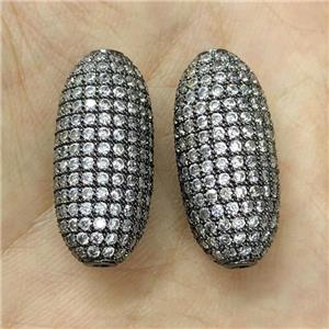 Copper Rice Beads Micro Pave Zirconia Black Plated, approx 12-25mm [FN40712]