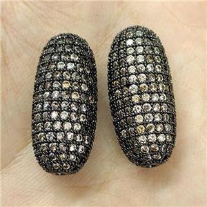 Copper Rice Beads Micro Pave Yellow Zirconia Black Plated, approx 12-25mm [FN40713]