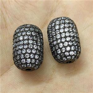 Copper Barrel Beads Micro Pave Zirconia Black Plated, approx 12-18mm [FN40723]
