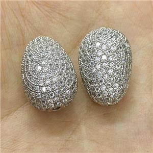 Copper Teardrop Beads Micro Pave Zirconia Platinum Plated, approx 15-22mm [FN40730]