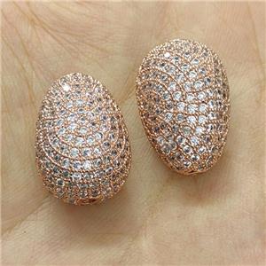 Copper Teardrop Beads Micro Pave Zirconia Rose Gold, approx 15-22mm [FN40731]
