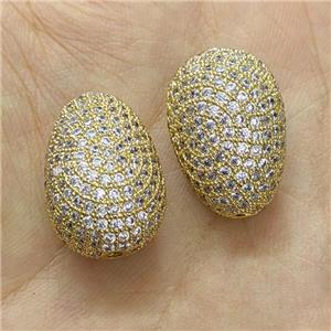 Copper Teardrop Beads Micro Pave Zirconia Gold Plated, approx 15-22mm [FN40732]