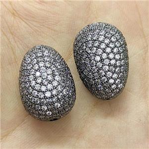 Copper Teardrop Beads Micro Pave Zirconia Black Plated, approx 15-22mm [FN40733]