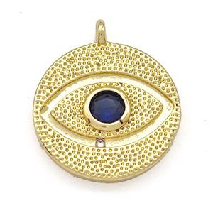 Copper Eye Pendant Pave Zircon Gold Plated, approx 16mm [FN40737]