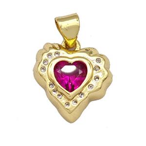 Copper Heart Pendant Micro Pave Zirconia Gold Plated, approx 14mm [FN40769]