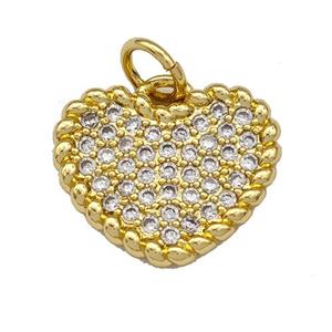 Copper Heart Pendant Micro Pave Zirconia Gold Plated, approx 15-17.5mm [FN40771]