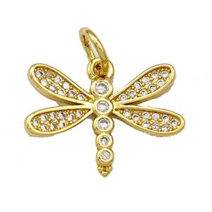 Copper Dragonfly Pendant Micro Pave Zirconia Gold Plated, approx 14-18mm [FN40779]