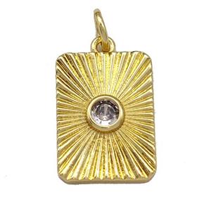 Copper Rectangle Pendant Micro Pave Zirconia Sun Gold Plated, approx 13-18mm [FN40789]