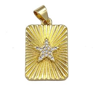 Copper Rectangle Pendant Micro Pave Zirconia Star Gold Plated, approx 13-18mm [FN40790]