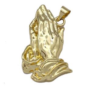 Prayer Charms Copper Hand Pendant Gold Plated, approx 14-30mm [FN40794]
