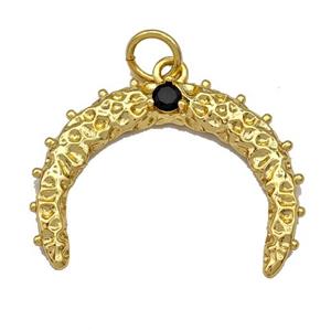 Copper Crescent Pendant Pave Zirconia Gold Plated, approx 20-26mm [FN40795]