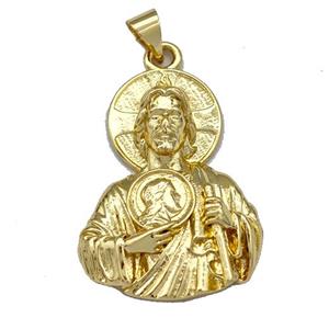 Jesus Charms Copper Pendant Gold Plated, approx 20-28mm [FN40797]