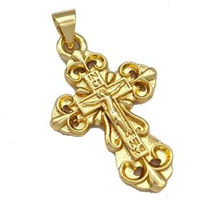 Jesus Charms Copper Crucifix Cross Pendant Gold Plated, approx 18-25mm [FN40799]