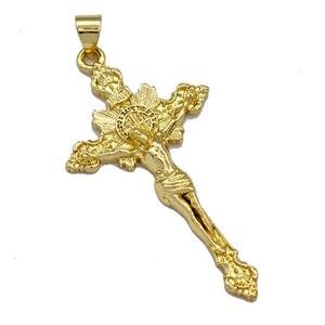 Copper Crucifix Cross Pendant Jesus Gold Plated, approx 22-40mm [FN40802]