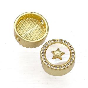 Copper Button Beads Pave Shell Zircon Star 18K Gold Plated, approx 12mm [FN40807]