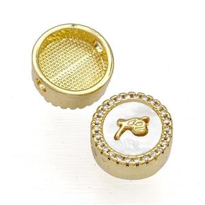 Copper Button Beads Pave Shell Zircon Fe 18K Gold Plated, approx 12mm [FN40809]