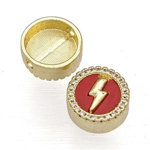 Copper Button Beads Pave Shell Zircon Lightning 18K Gold Plated, approx 12mm [FN40812]