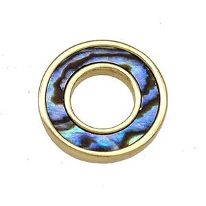 Copper Donut Pendant Pave Abalone Shell 18K Gold Plated, approx 15mm [FN40835]