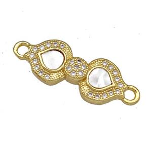 Copper Flagon Connector Pave Shell Zircon 18K Gold Plated, approx 9-18mm [FN40852]