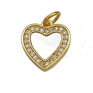 Copper Heart Pendant Pave Shell Zirconia 18K Gold pLated, approx 11.5mm [FN40855]