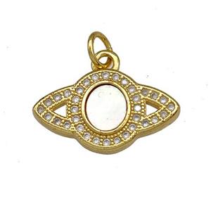 Copper Eye Charms Pendant Pave Shell Zircon 18K Gold Plated, approx 11-18mm [FN40859]