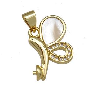 Copper Scalewing Pendant Pave Shell Zircon 18K Gold Plated, approx 11-19mm [FN40860]