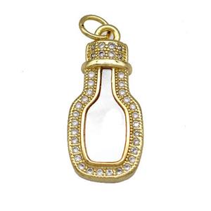 Copper Wine Bottles Charms Pendant Pave Shell Zirconia 18K Gold Plated, approx 10-20mm [FN40863]