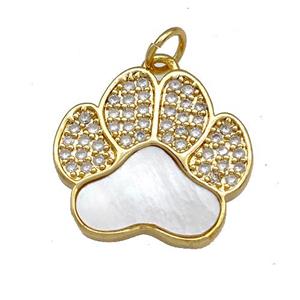 Copper Paw Charms Pendant Pave Shell Zirconia 18K Gold Plated, approx 17-18mm [FN40877]