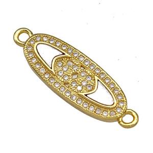 Copper Oval Connector Pave Shell Zirconia 18K Gold Plated, approx 9-22mm [FN40878]